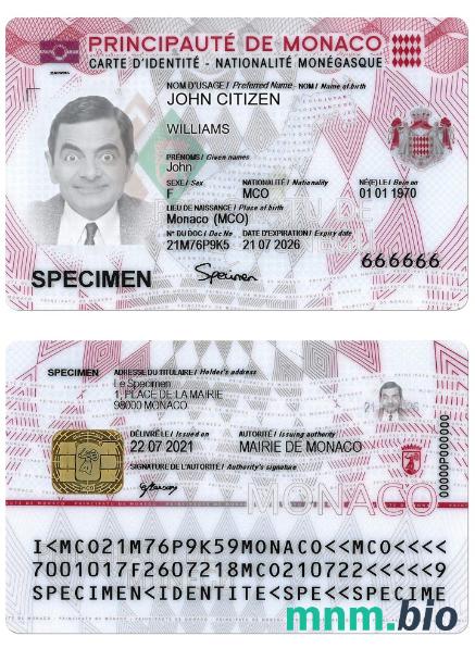 Przykład karty identyfikacyjnej MONAKO w formacie PSD, w pełni edytowalny